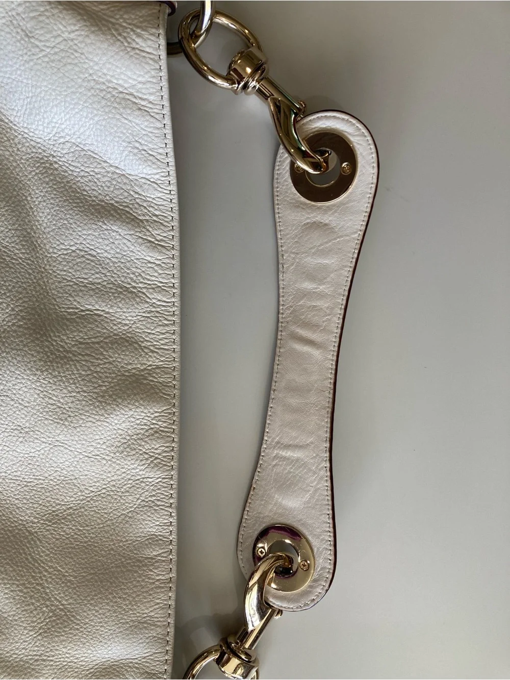 Rebecca Minkoff White Leather Hobo with Gold Studs